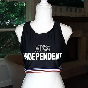 No Boundaries "Miss Independent" Black Recerback Padded Sports Bra